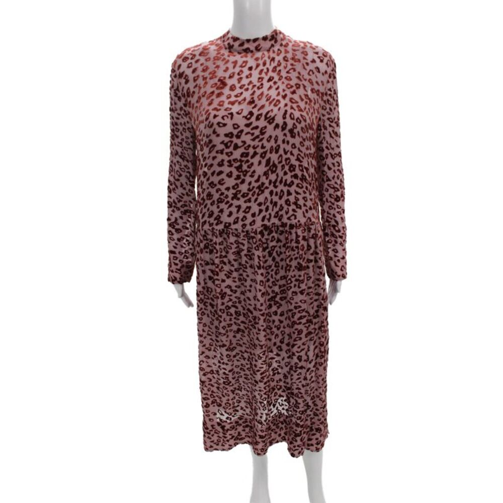 Rag & Bone Women Shift Dress Pink Animal Print High Neck Long Sleeve Size S